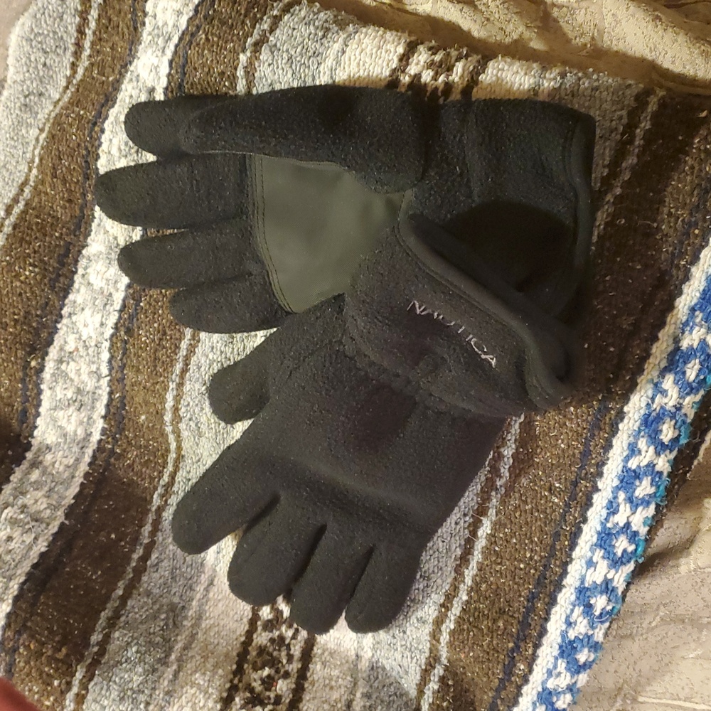 Nautica Men"s Black Fleece Gloves With Non Slip Palms